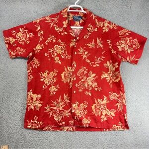 Polo by Ralph Lauren Red & Yellow Floral Camp Hawaiian Shirt Short Sleeve